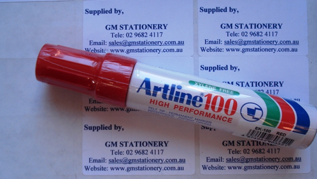 Artline 100 Permanent Ink Marker Red Boxed 6 - 110002
